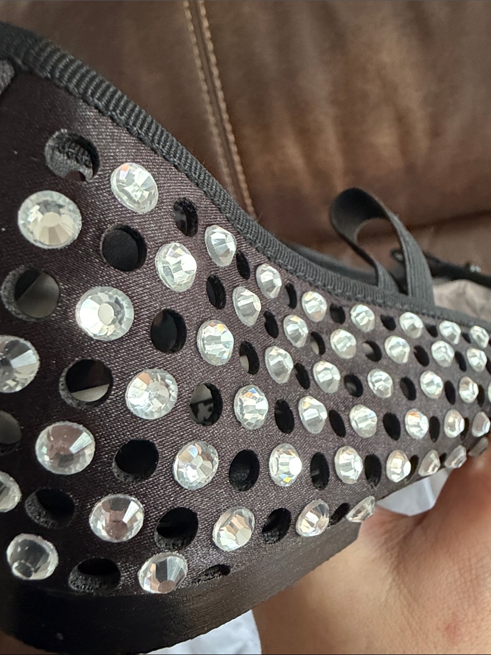 •CAPE ROBBIN• “Lauralee” Rhinestone Eyelet Bow Ballet Flats - Black // NIB - Picture 12 of 13
